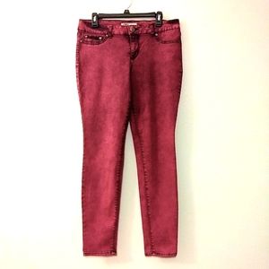 LEI Dark Pink Wash w/ Black Edging Denim Jeggings Junior's Size 15 - EUC